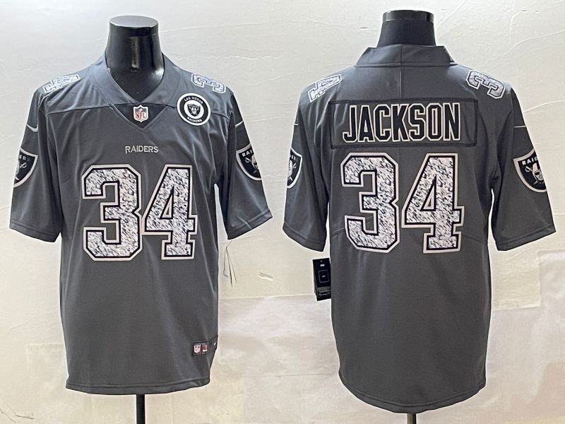 Men Oakland Raiders #34 Jackson Grey Nike 2025 Limited NFL Jersey style 2->oakland raiders->NFL Jersey